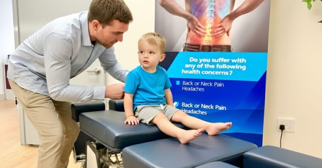 A child getting assessed by our bundaberg chiropractors